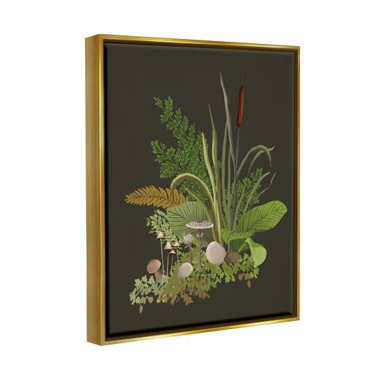 Stupell Industries Natural Forest Floor Mushrooms Ferns Framed Floater Canvas Wall Art
